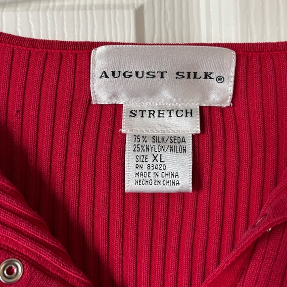 August Silk Red Button-Up Ribbed Top - Picture 3 of 3